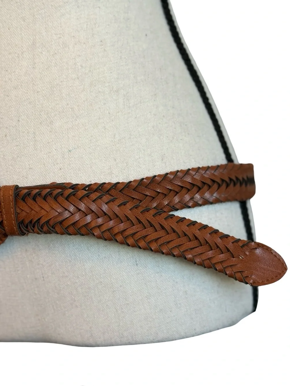Brown Braided Woven Boho Western Belt Size 14/16 Adjustable Hip Waist Belt